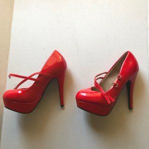 Red Mary Jane strap heels